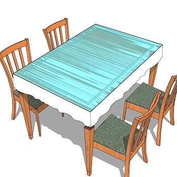 日式桌椅草图大师模型 ,桌椅组合skp文件下载